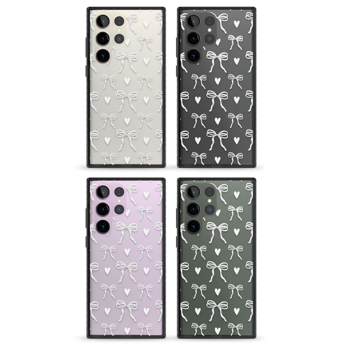 White Bows & Hearts Impact Phone Case for Samsung Galaxy S24 Ultra , Samsung Galaxy S23 Ultra, Samsung Galaxy S22 Ultra