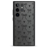 Black Bows & Hearts Impact Phone Case for Samsung Galaxy S24 Ultra , Samsung Galaxy S23 Ultra, Samsung Galaxy S22 Ultra