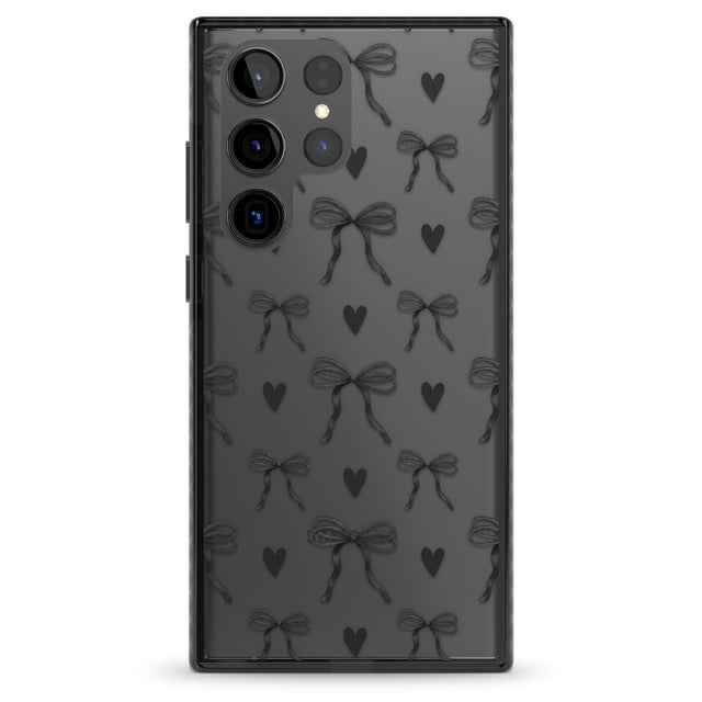 Black Bows & Hearts Impact Phone Case for Samsung Galaxy S24 Ultra , Samsung Galaxy S23 Ultra, Samsung Galaxy S22 Ultra