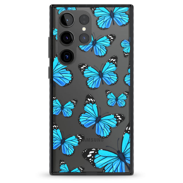Blue Butterflies Impact Phone Case for Samsung Galaxy S24 Ultra , Samsung Galaxy S23 Ultra, Samsung Galaxy S22 Ultra