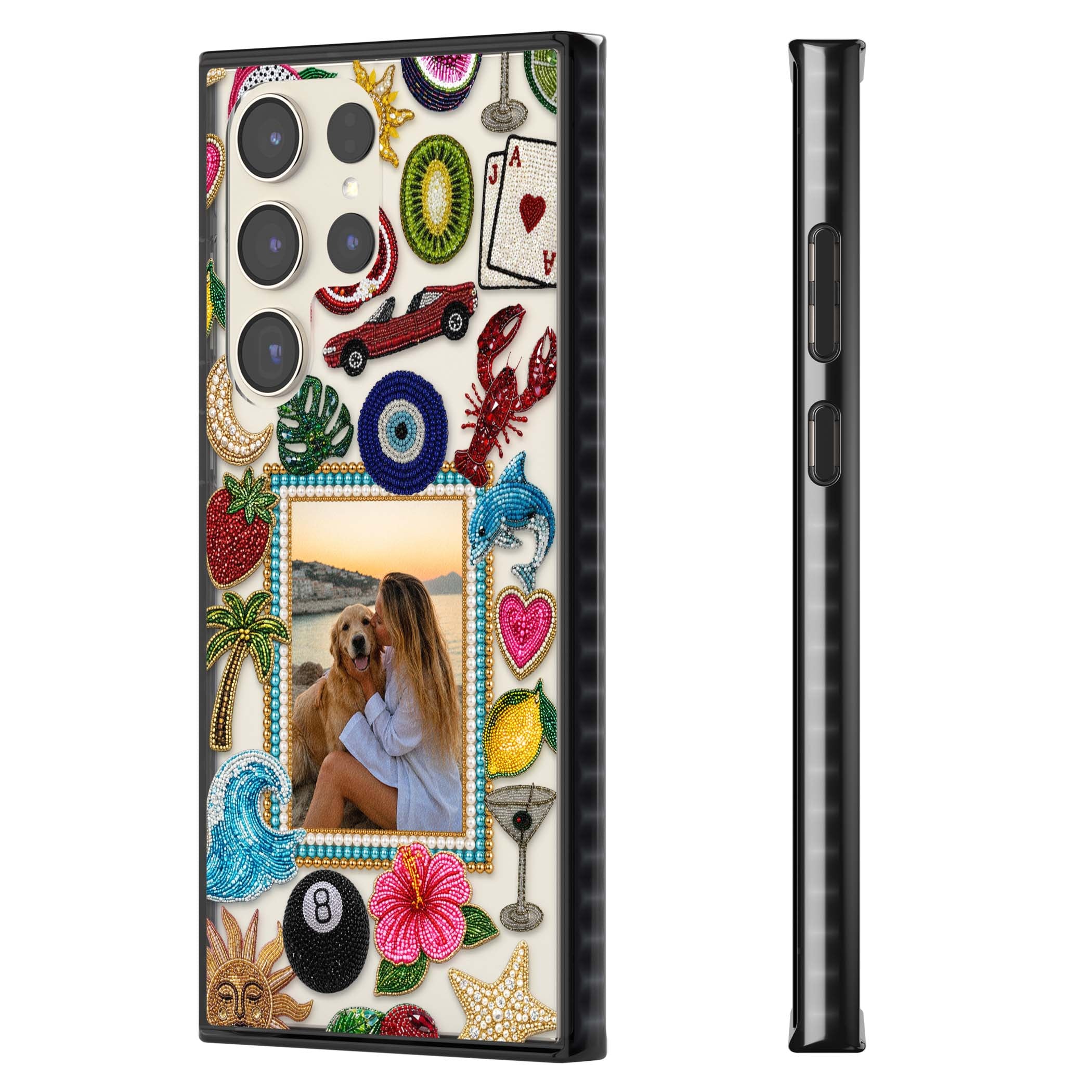 Beaded Photo coastal iPhone case | Black Impact case for Samsung Galaxy S24 Ultra, Samsung Galaxy S23 Ultra, Samsung Galaxy S22 Ultra