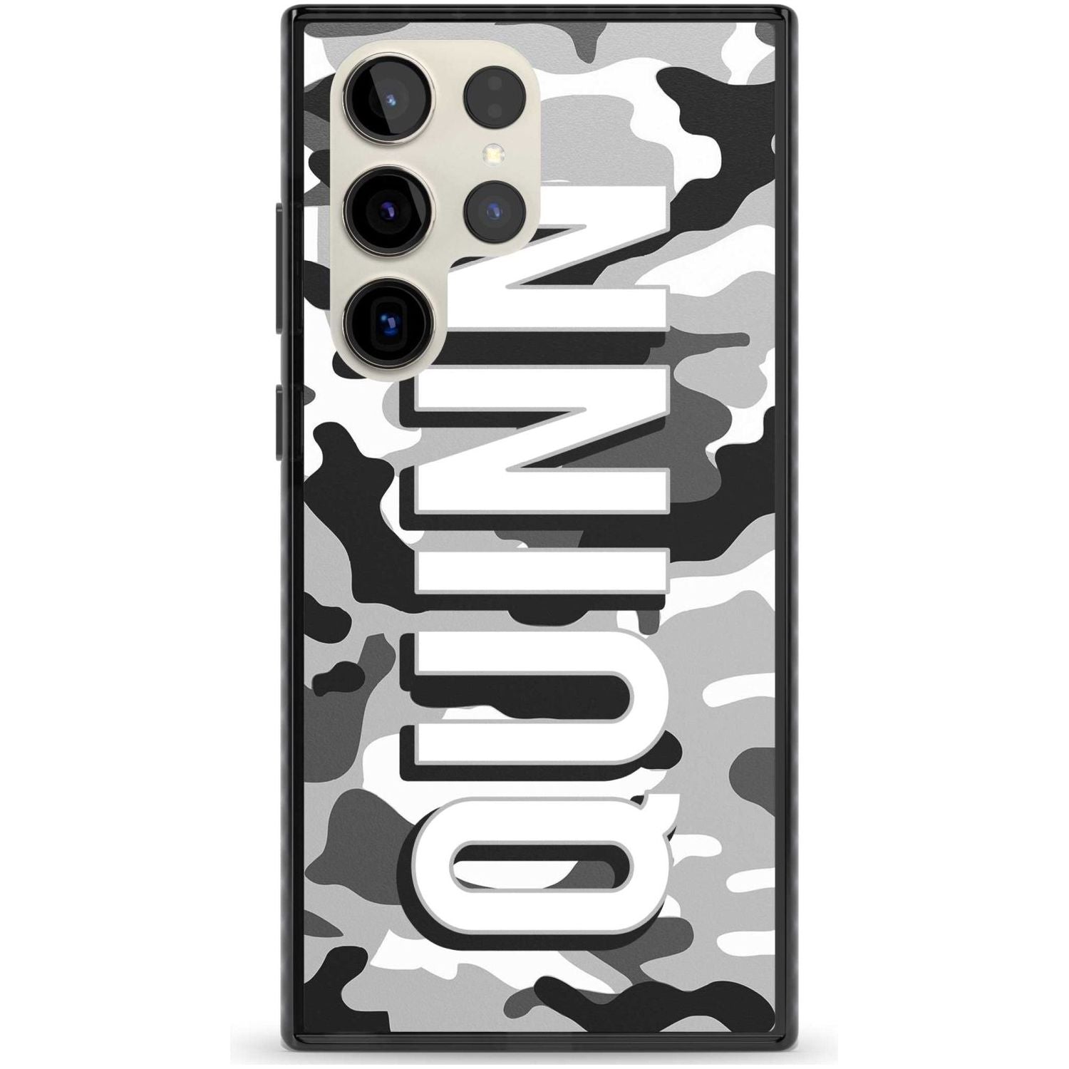 Personalised Greyscale Camo Custom Phone Case Samsung S22 Ultra / Black Impact Case,Samsung S23 Ultra / Black Impact Case Blanc Space