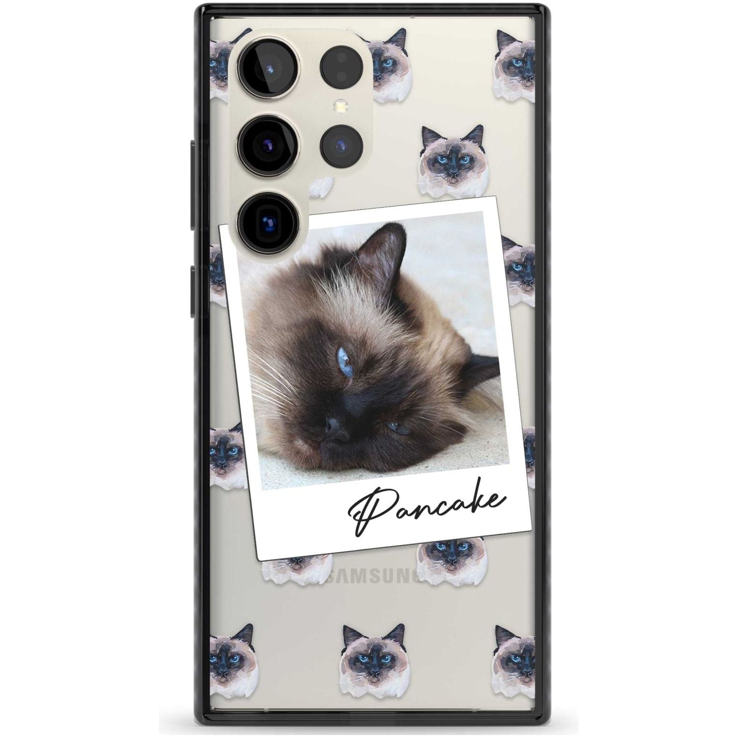 Personalised Burmese Cat Photo Custom Phone Case Samsung S22 Ultra / Black Impact Case,Samsung S23 Ultra / Black Impact Case Blanc Space