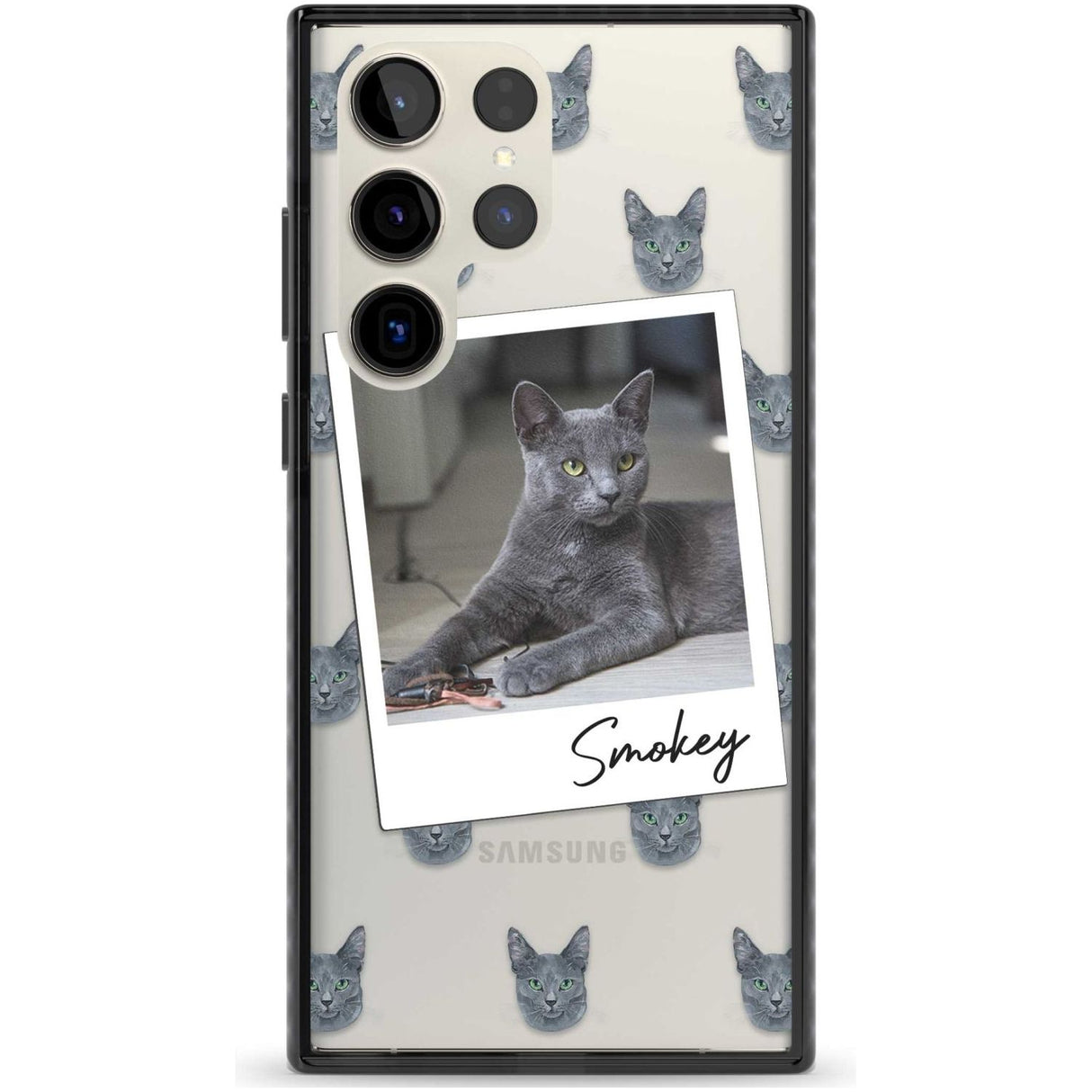 Personalised Korat Cat Photo Custom Phone Case Samsung S22 Ultra / Black Impact Case,Samsung S23 Ultra / Black Impact Case Blanc Space