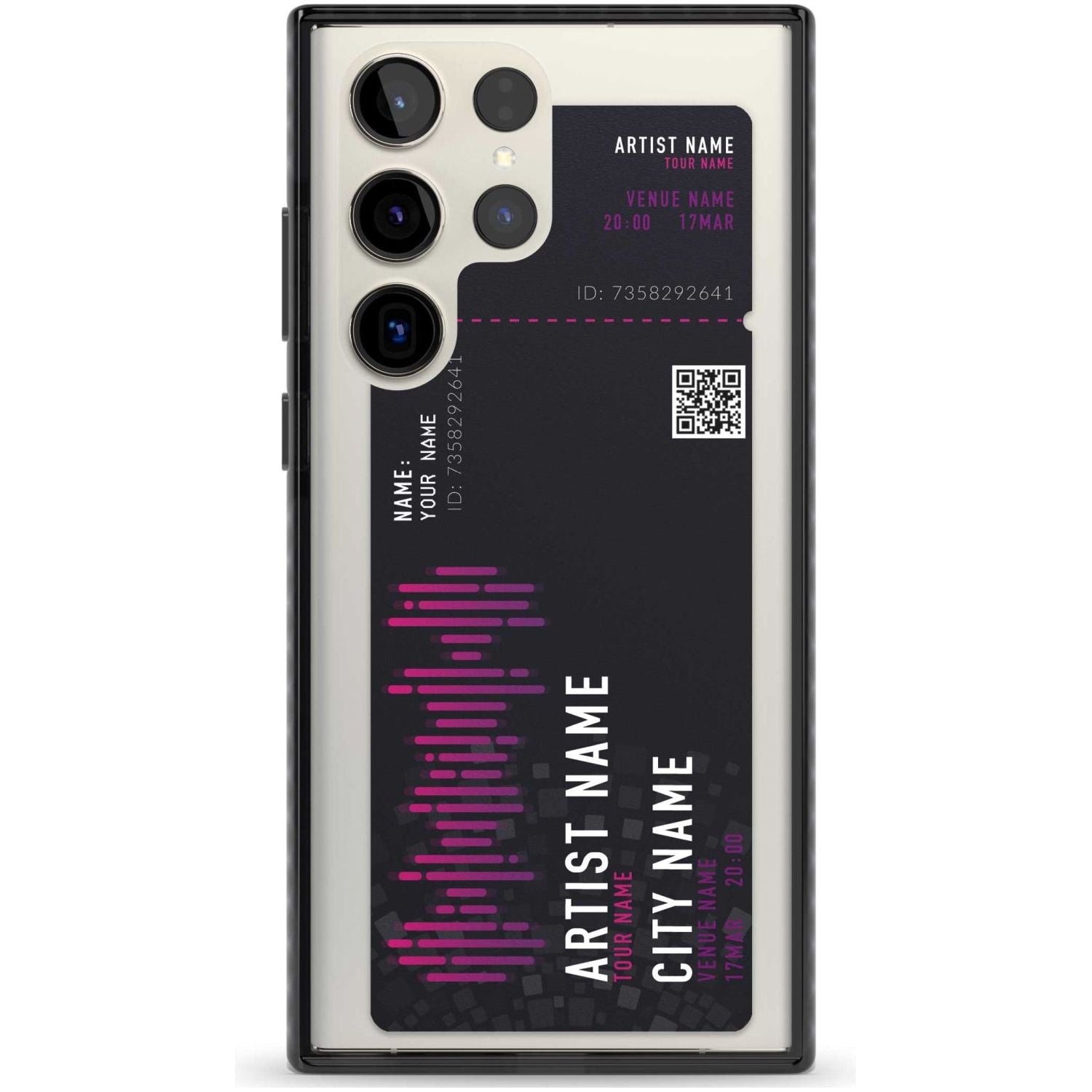 Personalised Concert Ticket Custom Phone Case Samsung S22 Ultra / Black Impact Case,Samsung S23 Ultra / Black Impact Case Blanc Space