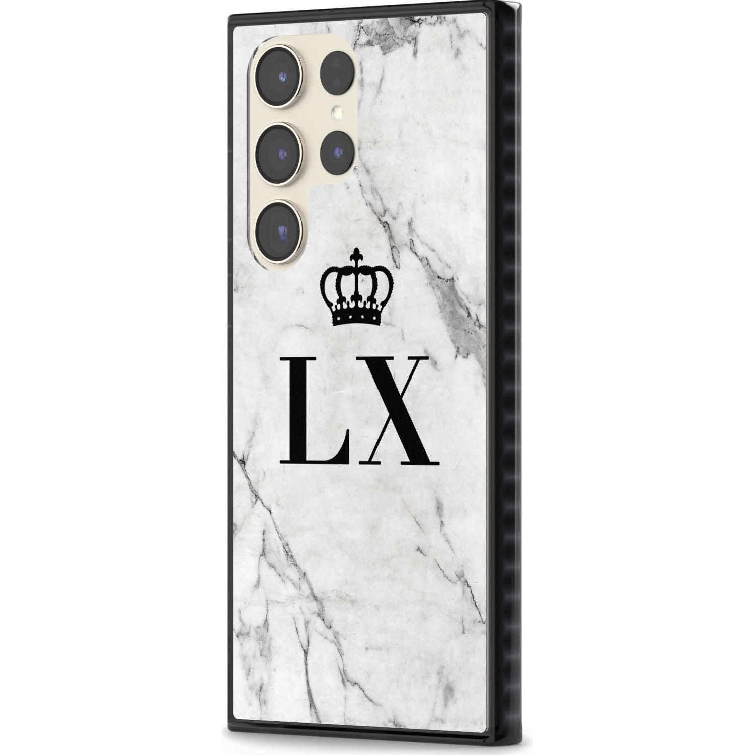 Personalised Initials with Crown on White Marble