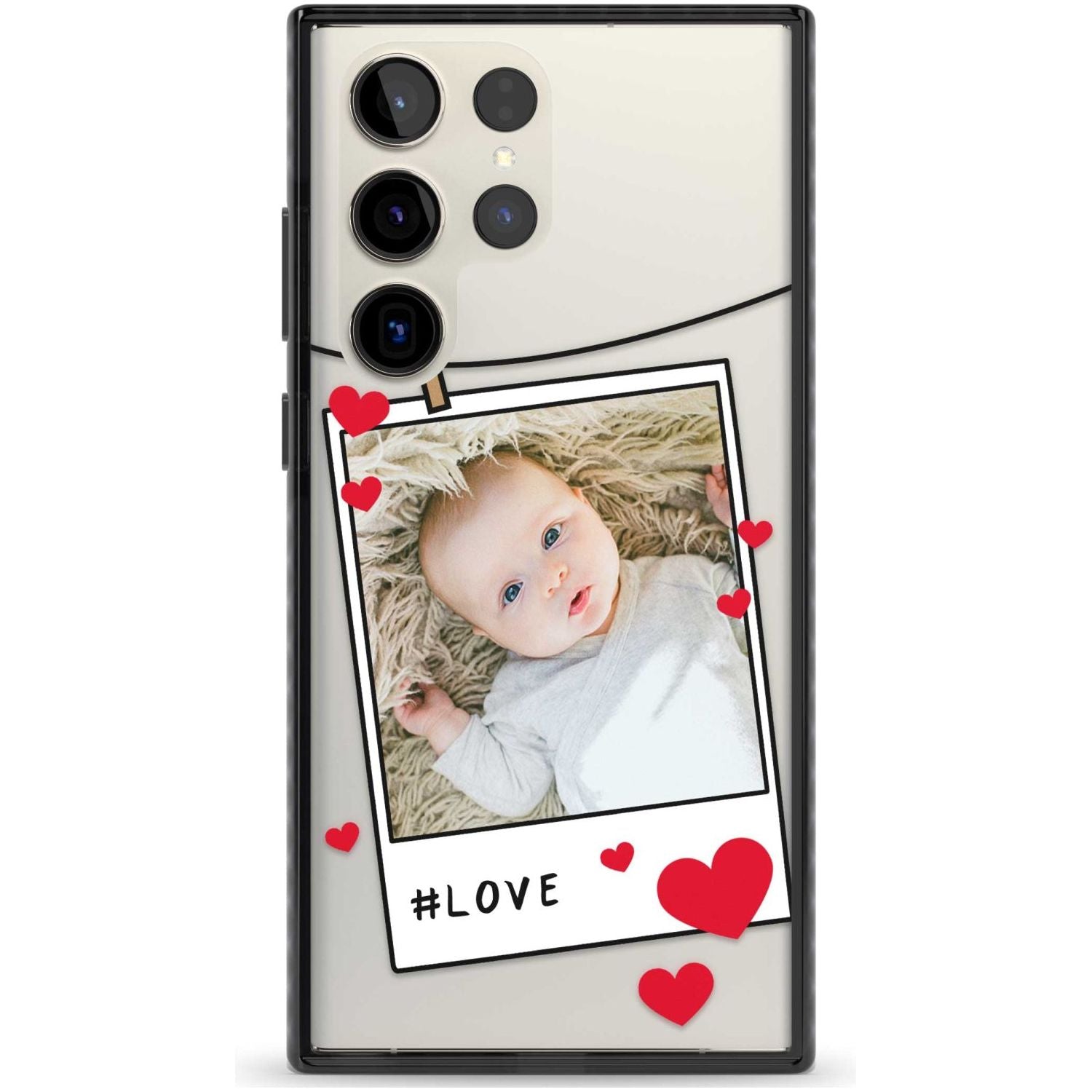 Personalised Love Instant Film Photo Custom Phone Case Samsung S22 Ultra / Black Impact Case,Samsung S23 Ultra / Black Impact Case Blanc Space