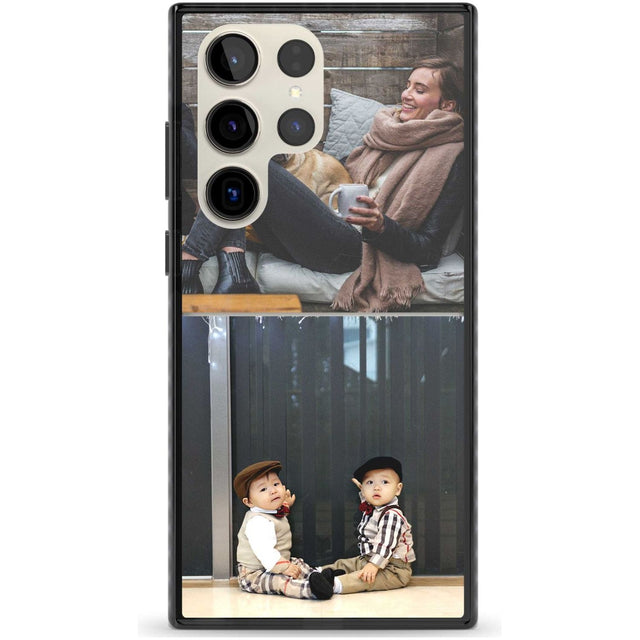 Personalised 2 Photo Grid Custom Phone Case Samsung S22 Ultra / Black Impact Case,Samsung S23 Ultra / Black Impact Case Blanc Space