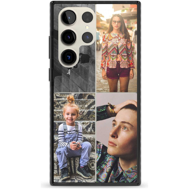 Personalised 4 Photo Grid Custom Phone Case Samsung S22 Ultra / Black Impact Case,Samsung S23 Ultra / Black Impact Case Blanc Space