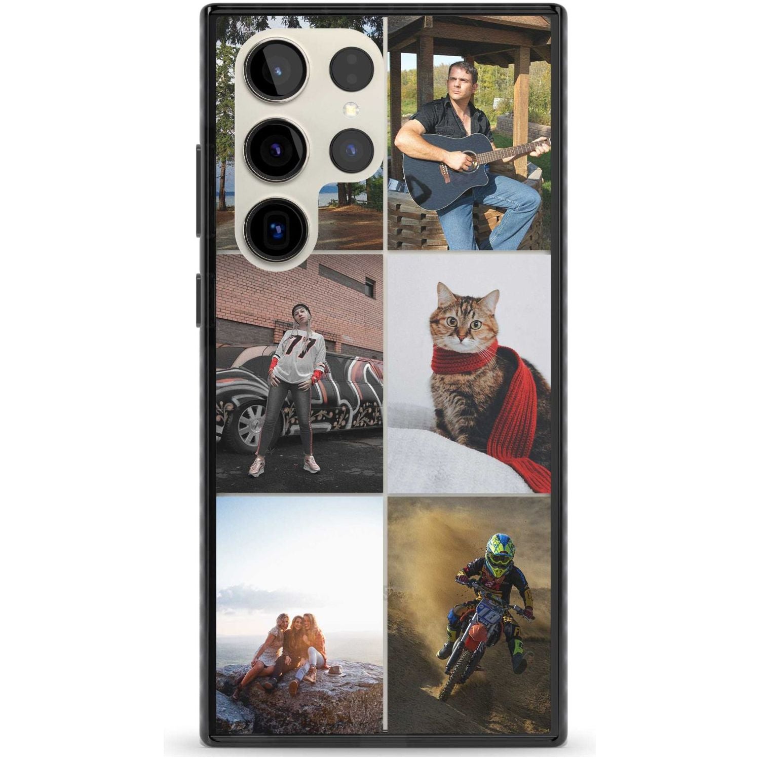 Personalised 6 Photo Grid Custom Phone Case Samsung S22 Ultra / Black Impact Case,Samsung S23 Ultra / Black Impact Case Blanc Space