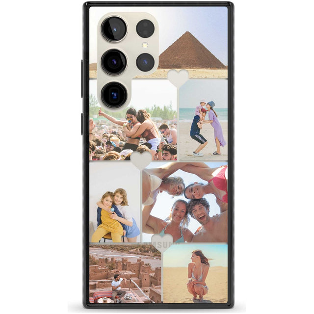 Personalised Heart Photo Grid Custom Phone Case Samsung S22 Ultra / Black Impact Case,Samsung S23 Ultra / Black Impact Case Blanc Space
