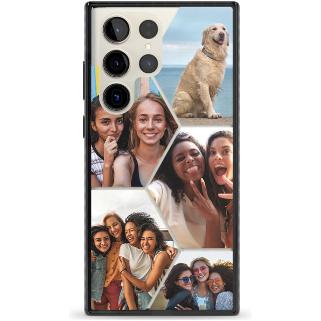 Personalised Beehive Photo Grid Custom Phone Case Samsung S22 Ultra / Black Impact Case,Samsung S23 Ultra / Black Impact Case Blanc Space