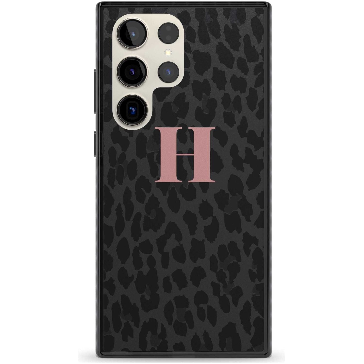 Personalised Small Pink Leopard Monogram Custom Phone Case Samsung S22 Ultra / Black Impact Case,Samsung S23 Ultra / Black Impact Case Blanc Space
