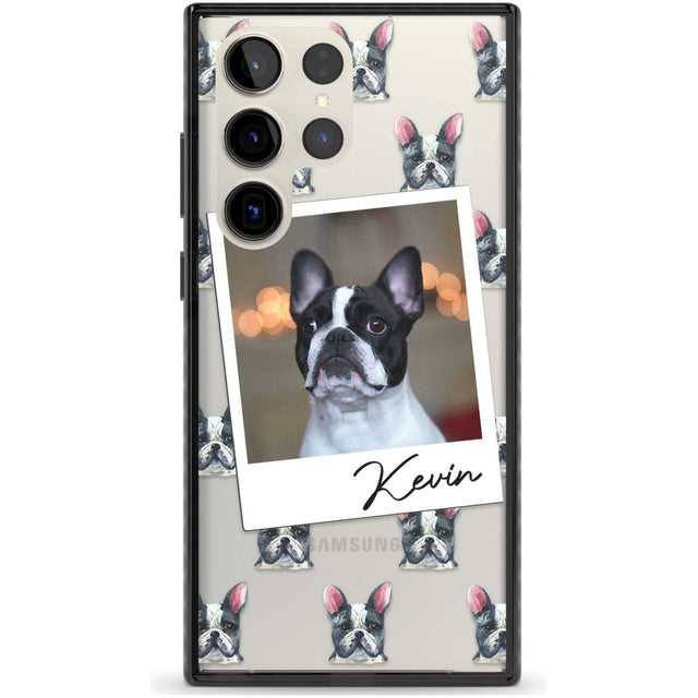 Personalised French Bulldog, Black & White - Dog Photo Custom Phone Case Samsung S22 Ultra / Black Impact Case,Samsung S23 Ultra / Black Impact Case Blanc Space