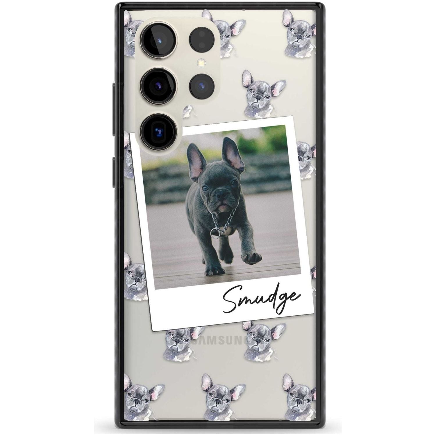 Personalised French Bulldog, Grey - Dog Photo Custom Phone Case Samsung S22 Ultra / Black Impact Case,Samsung S23 Ultra / Black Impact Case Blanc Space