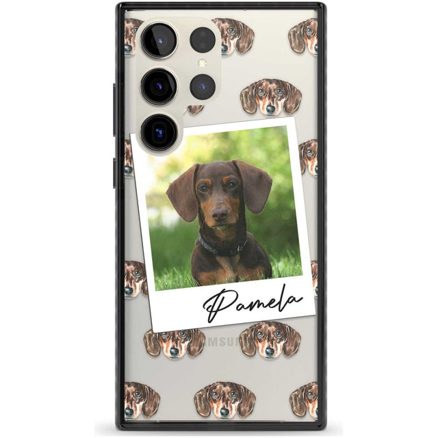 Personalised Dachshund, Brown - Dog Photo Custom Phone Case Samsung S22 Ultra / Black Impact Case,Samsung S23 Ultra / Black Impact Case Blanc Space