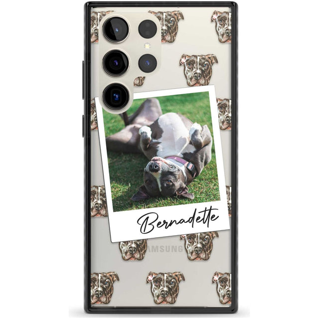 Personalised Staffordshire Bull Terrier - Dog Photo Custom Phone Case Samsung S22 Ultra / Black Impact Case,Samsung S23 Ultra / Black Impact Case Blanc Space