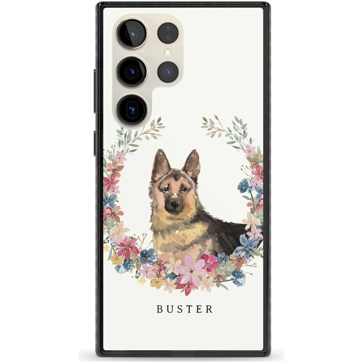 Personalised German Shepherd - Watercolour Dog Portrait Custom Phone Case Samsung S22 Ultra / Black Impact Case,Samsung S23 Ultra / Black Impact Case Blanc Space