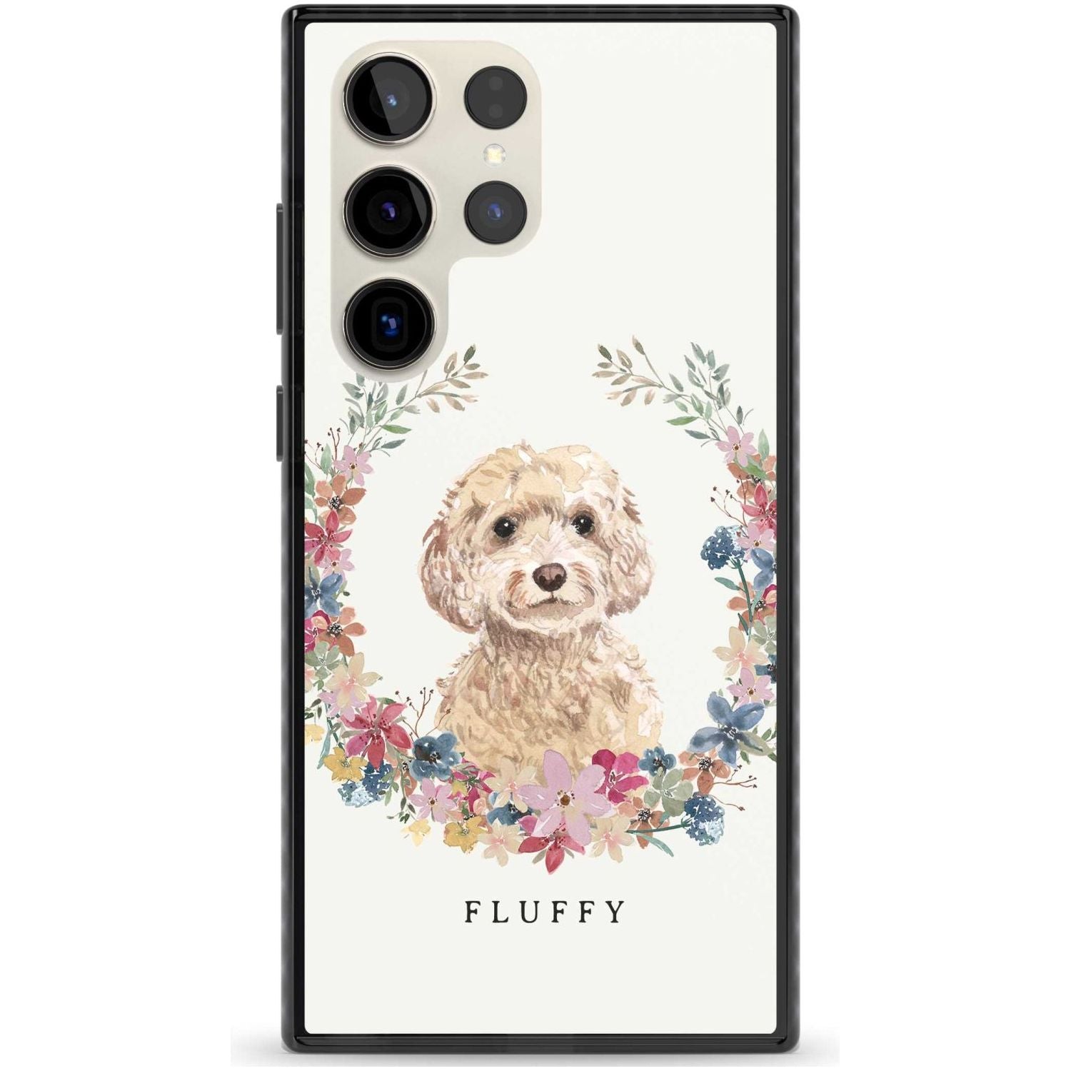 Personalised Champagne Cockapoo - Watercolour Dog Portrait Custom Phone Case Samsung S22 Ultra / Black Impact Case,Samsung S23 Ultra / Black Impact Case Blanc Space