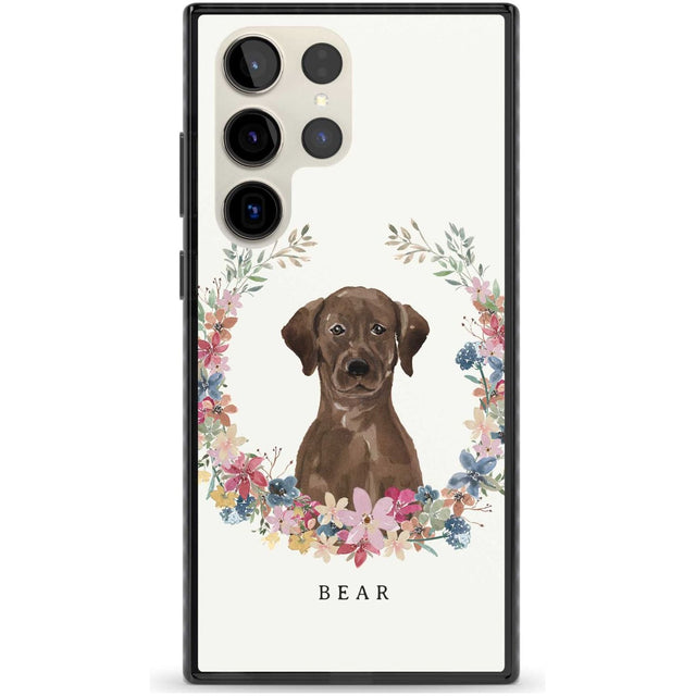 Personalised Chocolate Lab - Watercolour Dog Portrait Custom Phone Case Samsung S22 Ultra / Black Impact Case,Samsung S23 Ultra / Black Impact Case Blanc Space