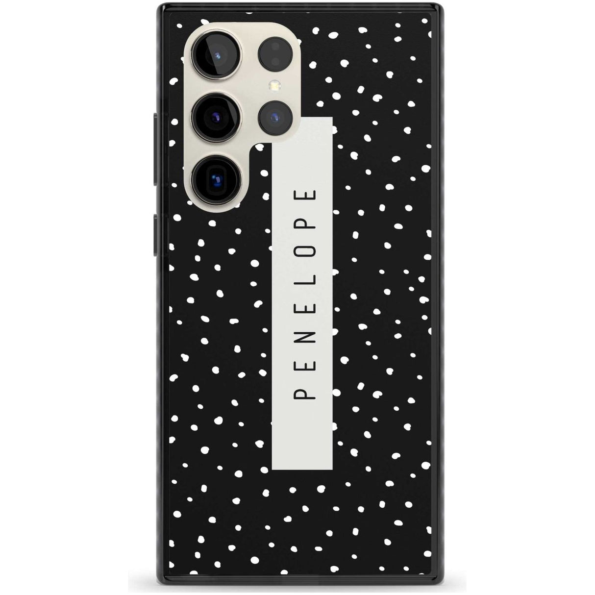 Personalised Black Dots Custom Phone Case Samsung S22 Ultra / Black Impact Case,Samsung S23 Ultra / Black Impact Case Blanc Space