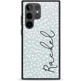 Personalised Vertical Cursive & Dots Custom Phone Case Samsung S22 Ultra / Black Impact Case,Samsung S23 Ultra / Black Impact Case Blanc Space