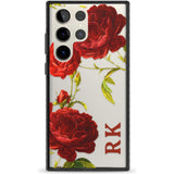 Personalised Clear Vintage Floral Red Roses Custom Phone Case Samsung S22 Ultra / Black Impact Case,Samsung S23 Ultra / Black Impact Case Blanc Space