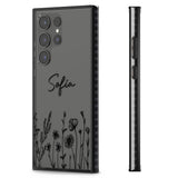 Personalised Black Wildflowers Impact Phone Case for Samsung Galaxy S24 Ultra , Samsung Galaxy S23 Ultra, Samsung Galaxy S22 Ultra