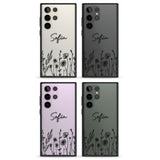 Personalised Black Wildflowers Impact Phone Case for Samsung Galaxy S24 Ultra , Samsung Galaxy S23 Ultra, Samsung Galaxy S22 Ultra