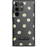 Personalised White Daisies & Cursive Custom Phone Case Samsung S22 Ultra / Black Impact Case,Samsung S23 Ultra / Black Impact Case Blanc Space