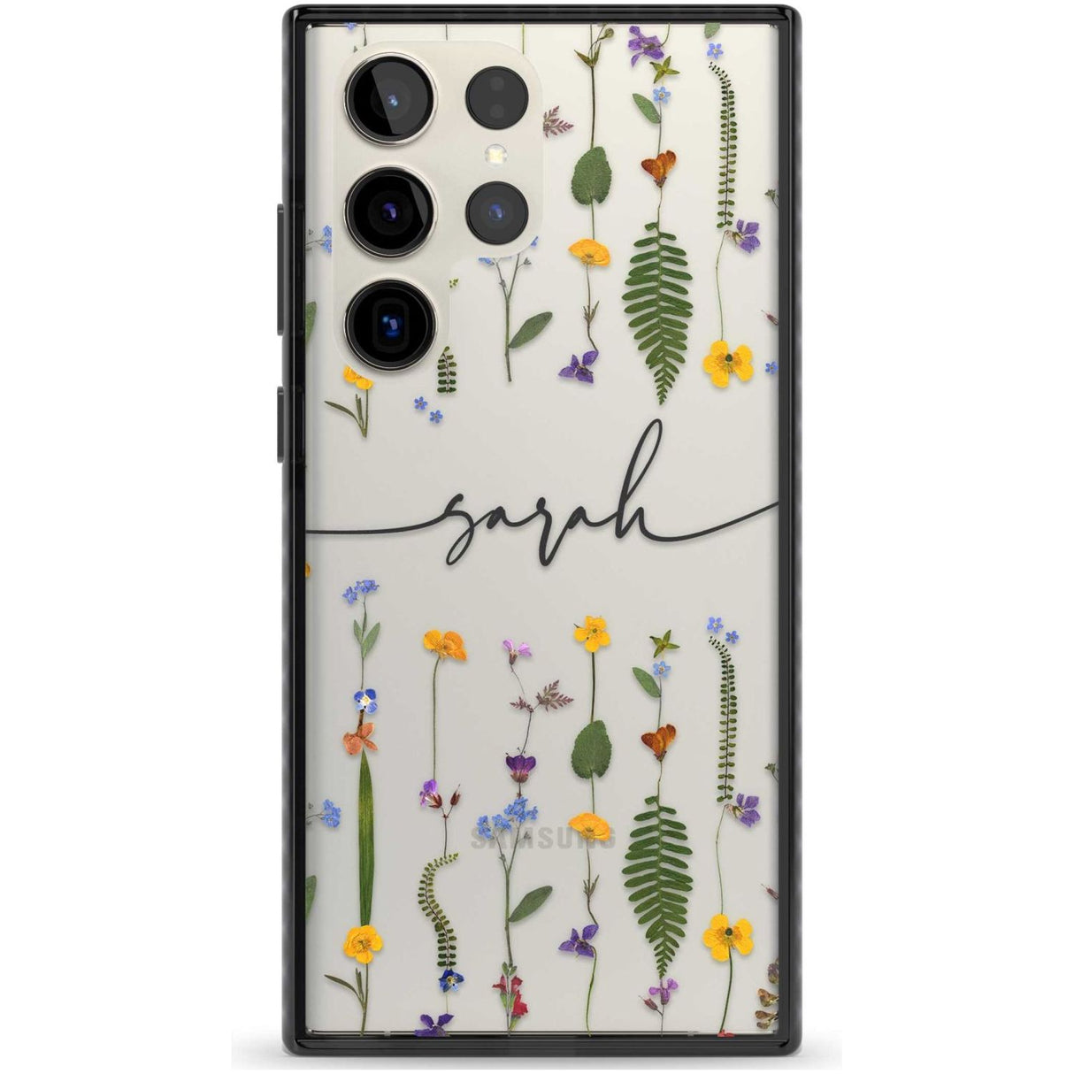 Personalised Wildflower Floral Custom Phone Case Samsung S22 Ultra / Black Impact Case,Samsung S23 Ultra / Black Impact Case Blanc Space