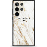 Personalised White & Gold Swirl Marble Custom Phone Case Samsung S22 Ultra / Black Impact Case,Samsung S23 Ultra / Black Impact Case Blanc Space