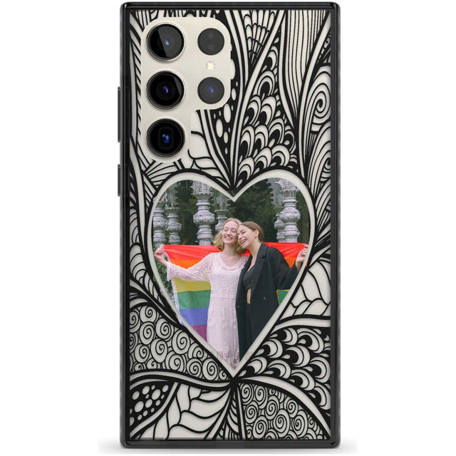 Personalised Henna Heart Photo Case Custom Phone Case Samsung S22 Ultra / Black Impact Case,Samsung S23 Ultra / Black Impact Case Blanc Space