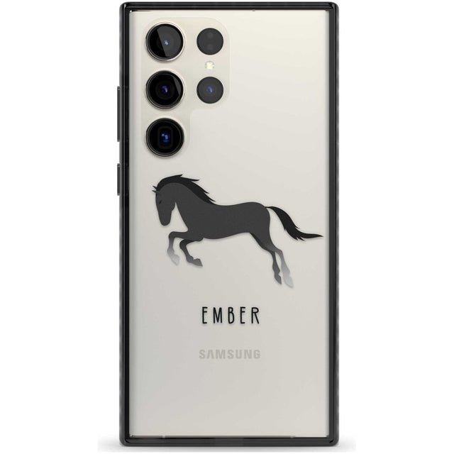 Personalised Black Horse Custom Phone Case Samsung S22 Ultra / Black Impact Case,Samsung S23 Ultra / Black Impact Case Blanc Space