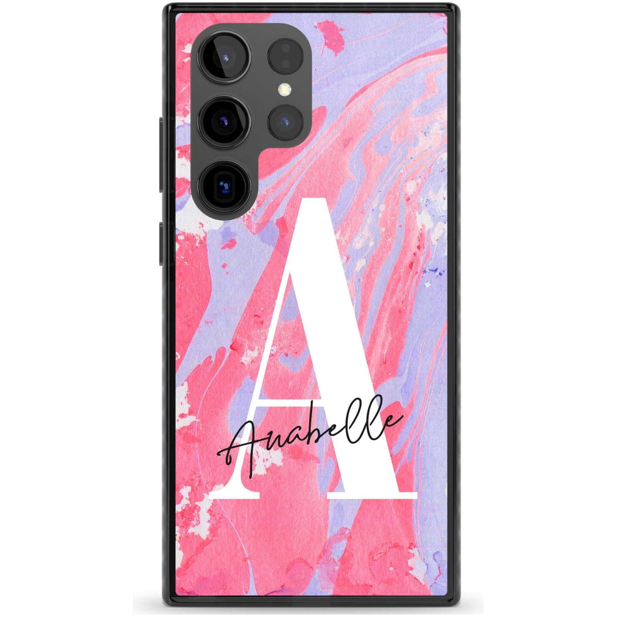 Personalised Pink & Purple - Marble Custom Phone Case Samsung S22 Ultra / Black Impact Case,Samsung S23 Ultra / Black Impact Case Blanc Space