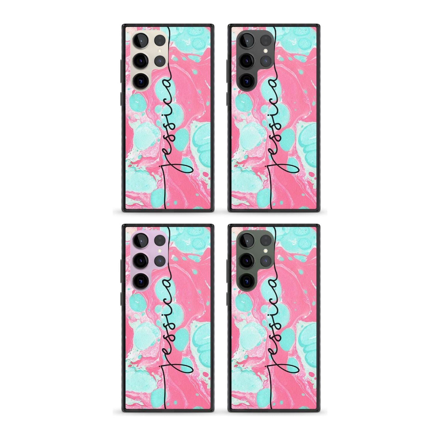 Personalised Turquoise & Pink - Marbled
