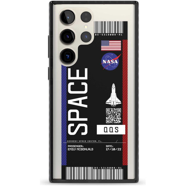 Personalised NASA Boarding Pass (Dark) Custom Phone Case Samsung S22 Ultra / Black Impact Case,Samsung S23 Ultra / Black Impact Case Blanc Space