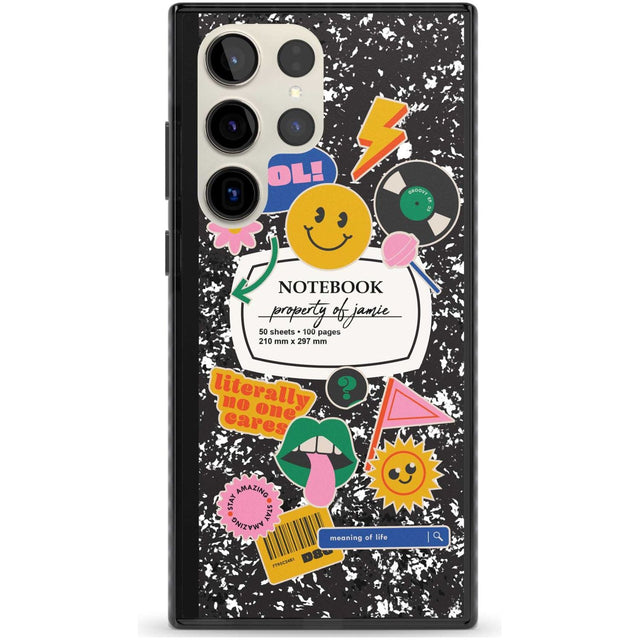 Personalised Notebook Cover with Stickers Custom Phone Case Samsung S22 Ultra / Black Impact Case,Samsung S23 Ultra / Black Impact Case Blanc Space