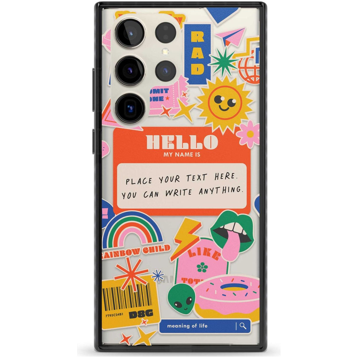 Personalised Nostalgia Sticker Mix #2 Custom Phone Case Samsung S22 Ultra / Black Impact Case,Samsung S23 Ultra / Black Impact Case Blanc Space