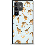 Personalised Safari Giraffe Pattern on Blue Custom Phone Case Samsung S22 Ultra / Black Impact Case,Samsung S23 Ultra / Black Impact Case Blanc Space