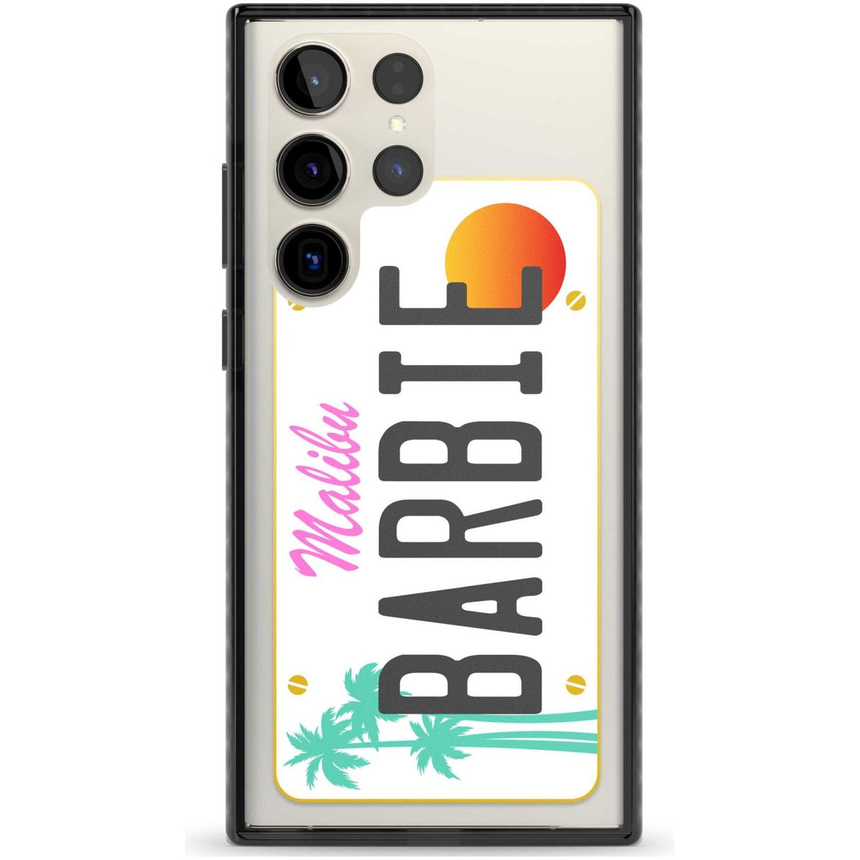 Personalised Malibu License Plate Custom Phone Case Samsung S22 Ultra / Black Impact Case,Samsung S23 Ultra / Black Impact Case Blanc Space