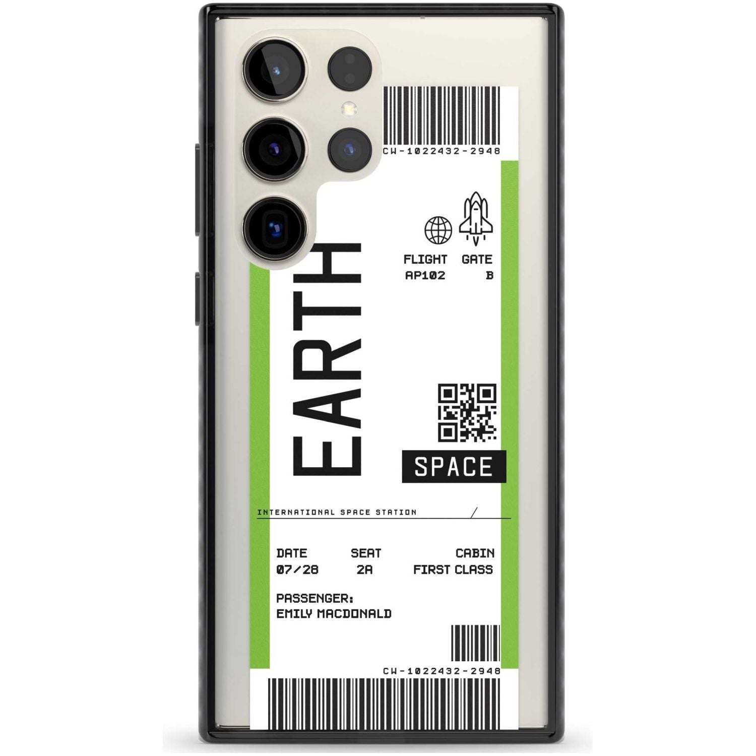 Personalised Earth Space Travel Ticket Custom Phone Case Samsung S22 Ultra / Black Impact Case,Samsung S23 Ultra / Black Impact Case Blanc Space