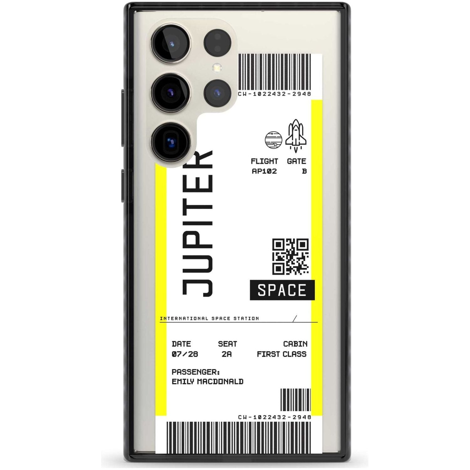 Personalised Jupiter Travel Ticket Custom Phone Case Samsung S22 Ultra / Black Impact Case,Samsung S23 Ultra / Black Impact Case Blanc Space