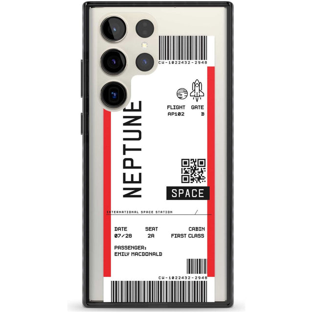 Personalised Neptune Space Travel Ticket Custom Phone Case Samsung S22 Ultra / Black Impact Case,Samsung S23 Ultra / Black Impact Case Blanc Space