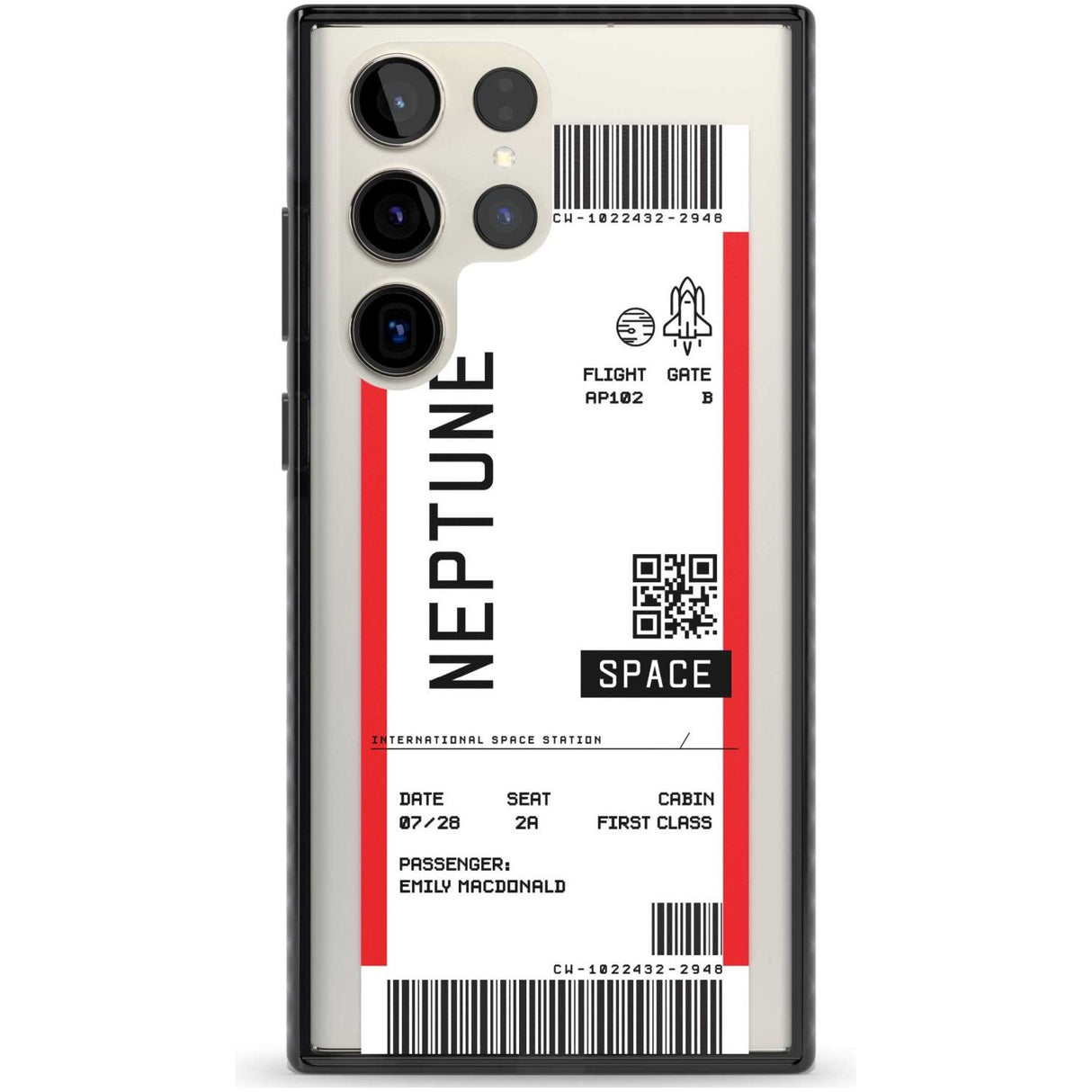 Personalised Neptune Space Travel Ticket Custom Phone Case Samsung S22 Ultra / Black Impact Case,Samsung S23 Ultra / Black Impact Case Blanc Space