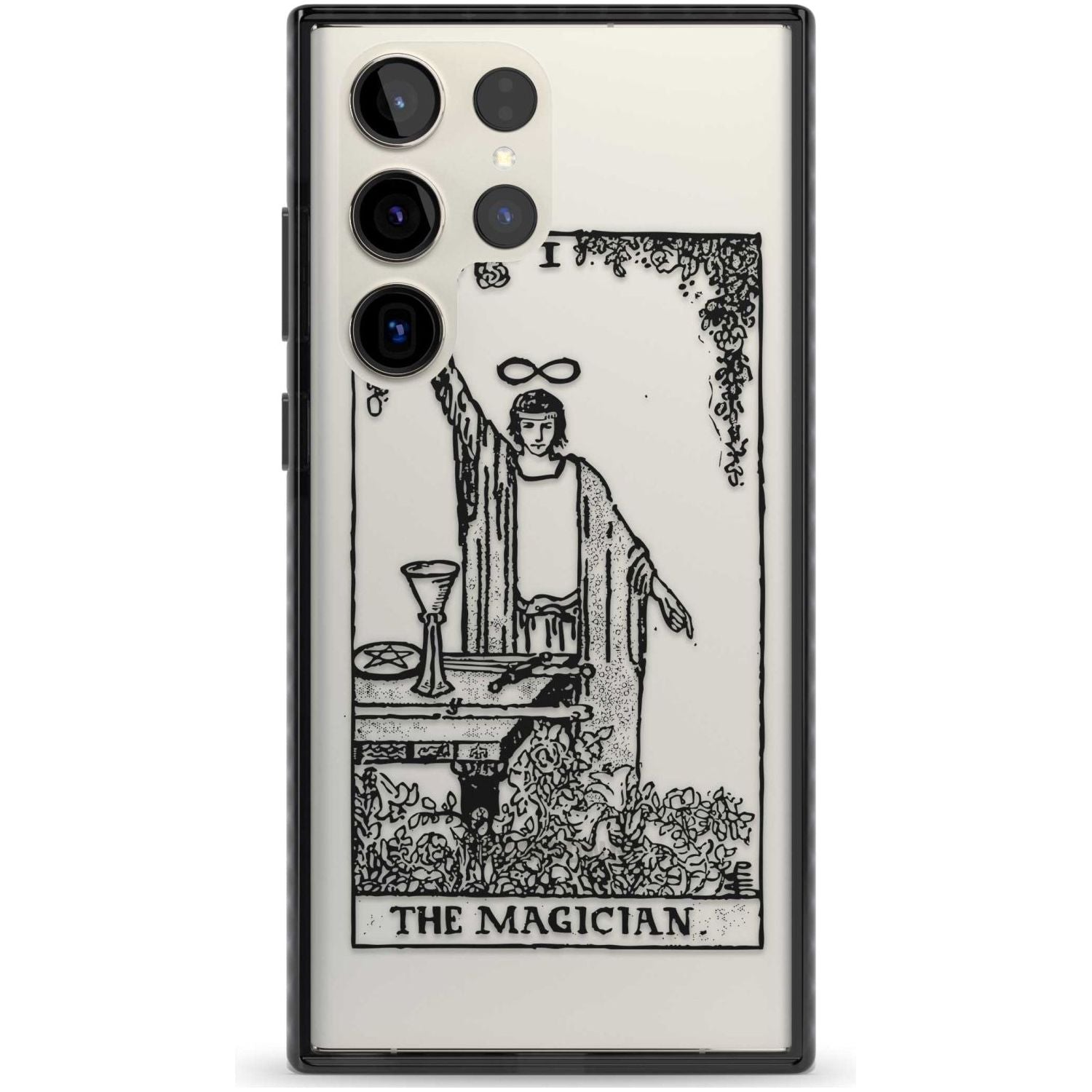 Personalised The Magician Tarot Card - Transparent Custom Phone Case Samsung S22 Ultra / Black Impact Case,Samsung S23 Ultra / Black Impact Case Blanc Space