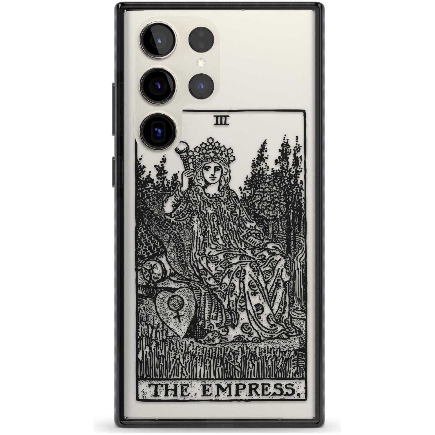 Personalised The Empress Tarot Card - Transparent Custom Phone Case Samsung S22 Ultra / Black Impact Case,Samsung S23 Ultra / Black Impact Case Blanc Space