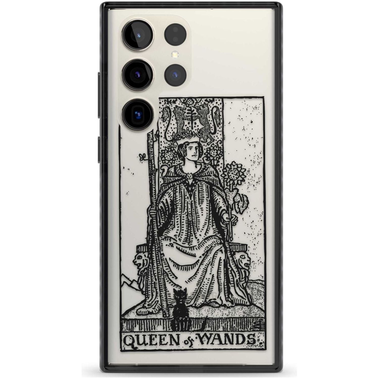 Personalised Queen of Wands Tarot Card - Transparent Custom Phone Case Samsung S22 Ultra / Black Impact Case,Samsung S23 Ultra / Black Impact Case Blanc Space