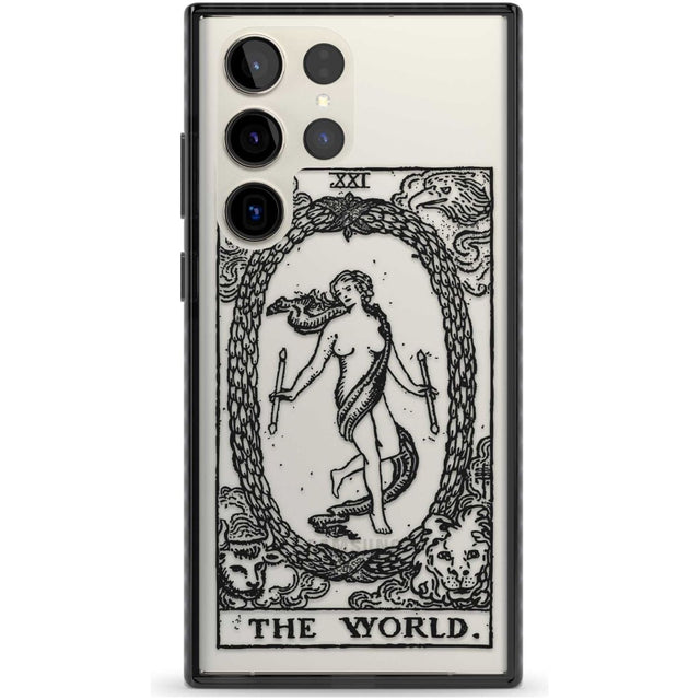 Personalised The World Tarot Card - Transparent Custom Phone Case Samsung S22 Ultra / Black Impact Case,Samsung S23 Ultra / Black Impact Case Blanc Space