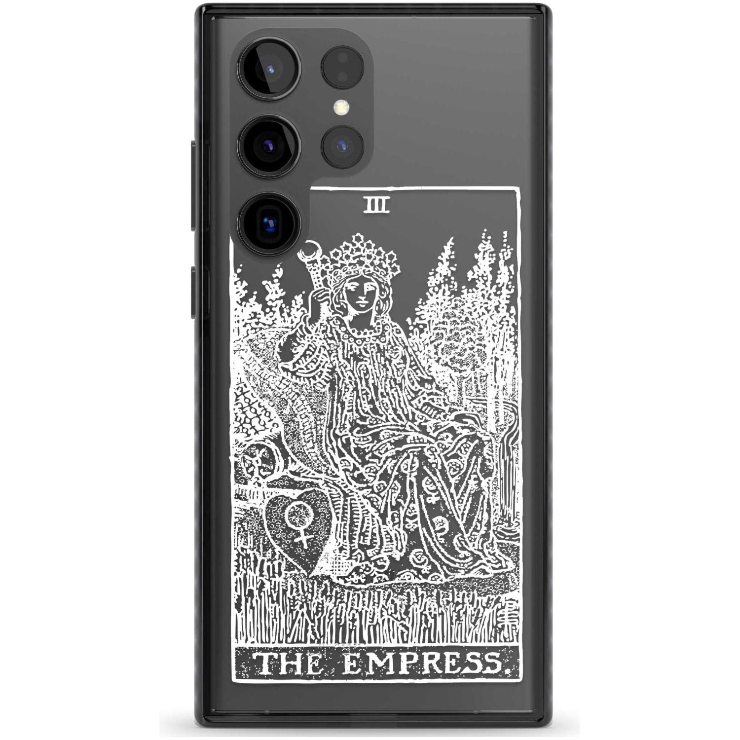 Personalised The Empress Tarot Card - White Transparent Custom Phone Case Samsung S22 Ultra / Black Impact Case,Samsung S23 Ultra / Black Impact Case Blanc Space